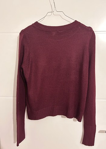 Bordo Kadın Örgü Yün Kazak - Görsel 2