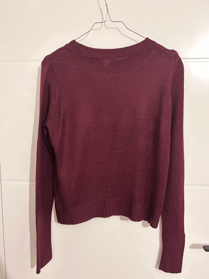 Bordo Kadın Örgü Yün Kazak - Görsel 2