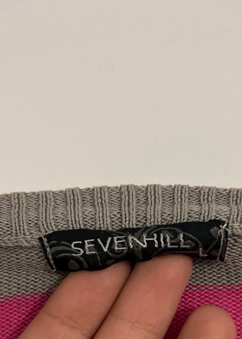 Gri-Pembe Çizgili Uzun Kollu Kadın Hırka - Görsel 6