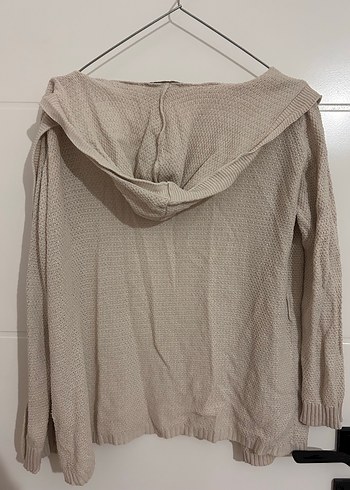 Bej Triko Kadın Hırka, Uzun Kollu, Rahat Kesim - Görsel 2