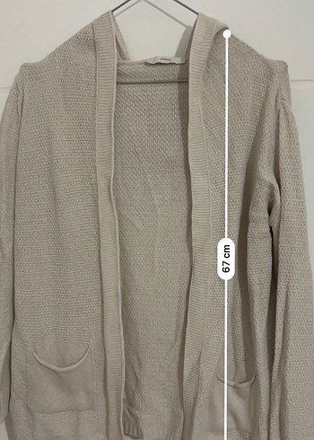 Bej Triko Kadın Hırka, Uzun Kollu, Rahat Kesim - Görsel 5