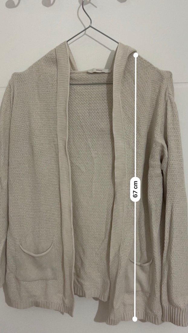 Bej Triko Kadın Hırka, Uzun Kollu, Rahat Kesim - Görsel 5