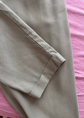 Zara Düğmeli Bej Midi Kadın Kumaş Pantolon - Görsel 4