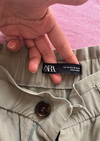 Zara Düğmeli Bej Midi Kadın Kumaş Pantolon - Görsel 5