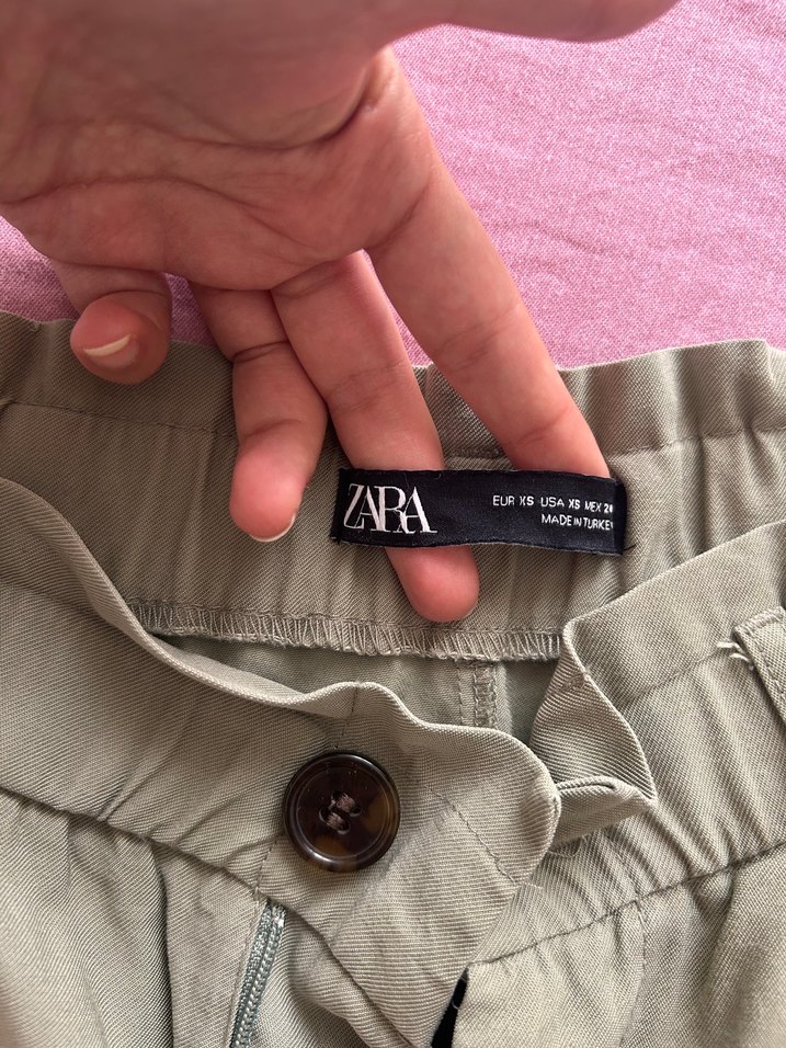 Zara Düğmeli Bej Midi Kadın Kumaş Pantolon - Görsel 5