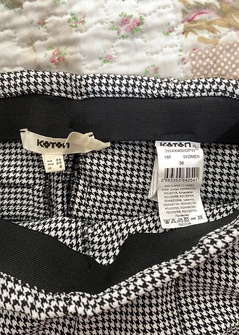 Koton Kadın Ekoseli Piliseli Kumaş Pantolon