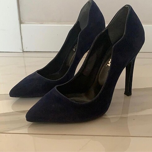 36 Beden Lacivert süet topuklu stiletto