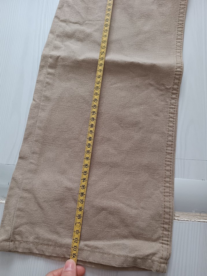 Bej Nakışlı Regular Fit Keten Erkek Pantolon - Görsel 4