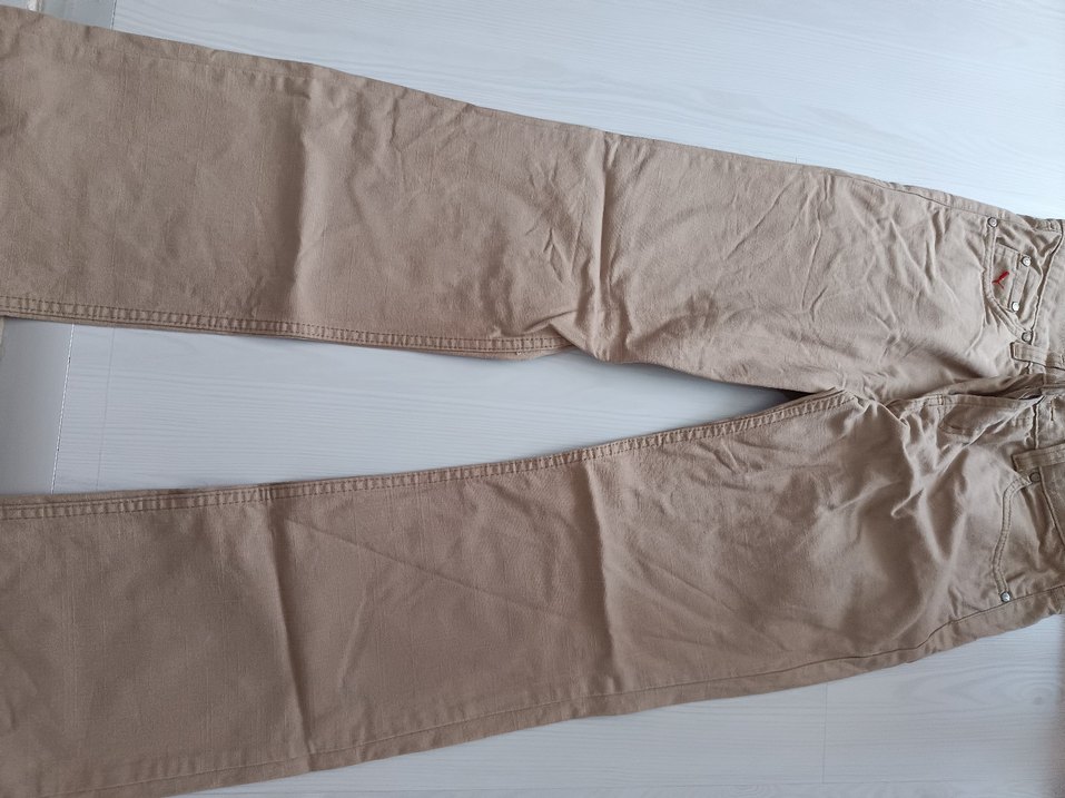 Bej Nakışlı Regular Fit Keten Erkek Pantolon - Görsel 2