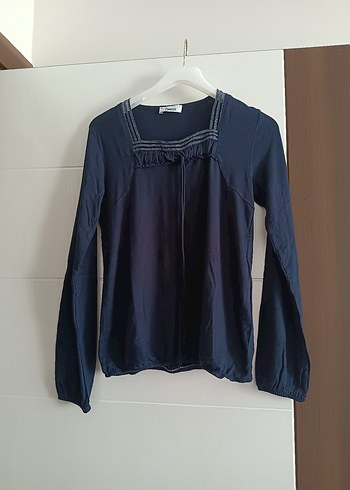 Diğer Düğmeli Lacivert Bluzu