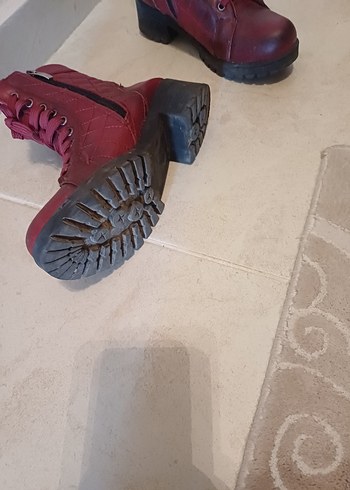 Bordo Deri Tokalı Biker Bot - Görsel 4