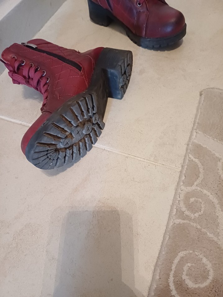 Bordo Deri Tokalı Biker Bot - Görsel 4