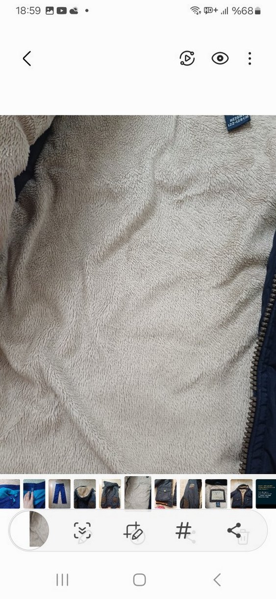 lacivert Erkek Çocuk Kürklü Klasik Kaban - Görsel 5