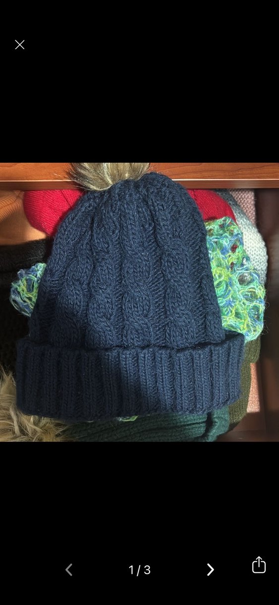 Ponponlu Lacivert Kadın Örgü Bere - Görsel 3