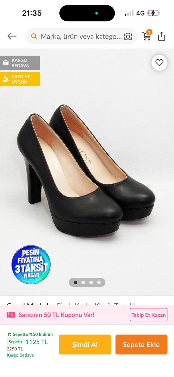 Siyah Kadın Klasik Platform Topuklu - Görsel 3