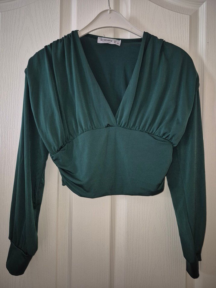 Kadın V Yaka crop bluz - Görsel 2