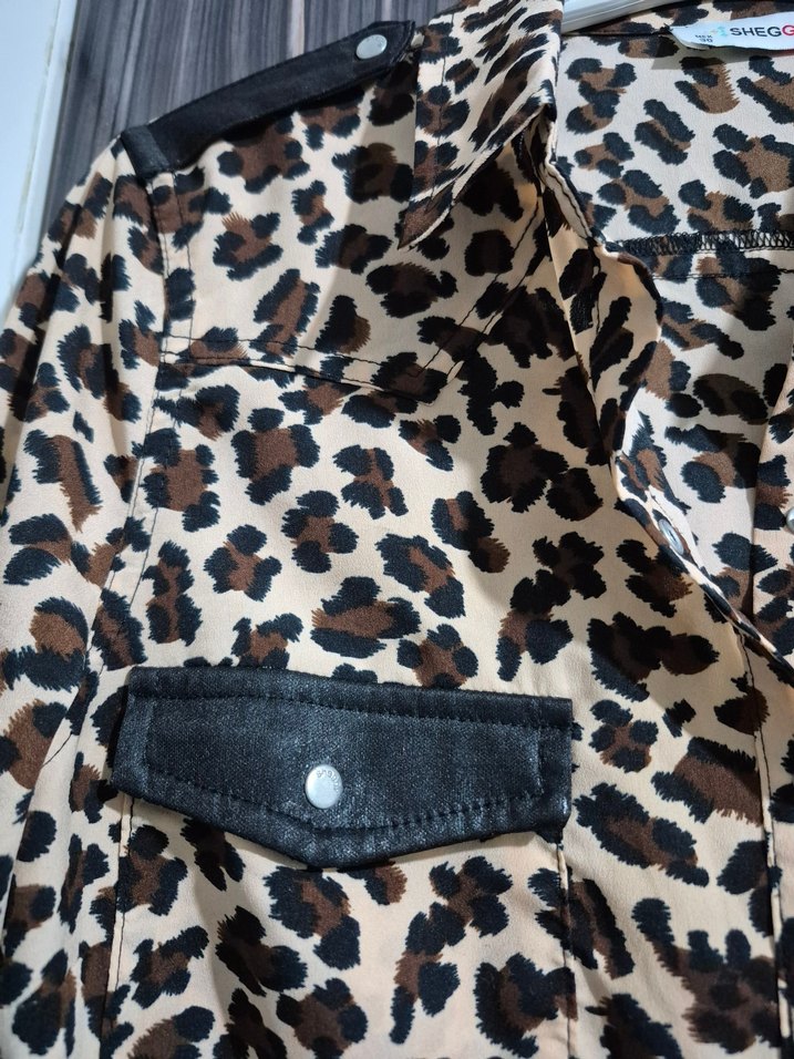 Leopar desenli gömlek - Görsel 2