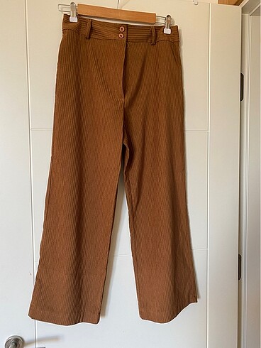 Zara Kadife camel straight pantolon