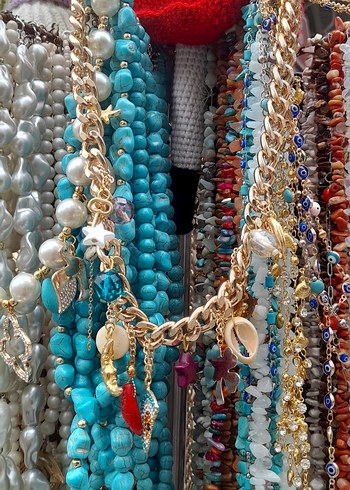 Uzun Turkuaz Boncuklu Bohem Kadın Kolyesi - Görsel 3