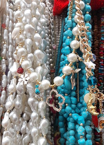 Uzun Turkuaz Boncuklu Bohem Kadın Kolyesi - Görsel 4