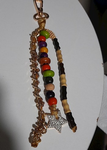 Kırmızı Bohem Zincir Detaylı Anahtarlık - Görsel 2