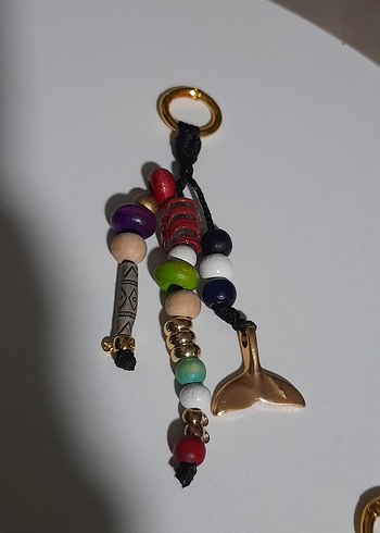 Kırmızı Bohem Zincir Detaylı Anahtarlık - Görsel 5