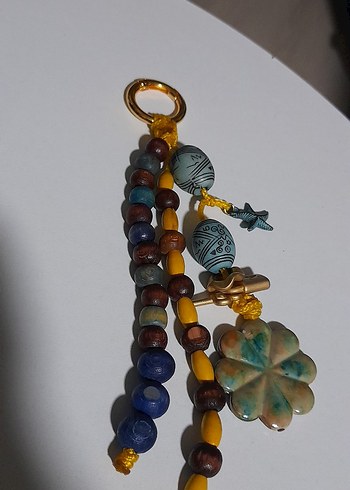 Kırmızı Bohem Zincir Detaylı Anahtarlık - Görsel 4