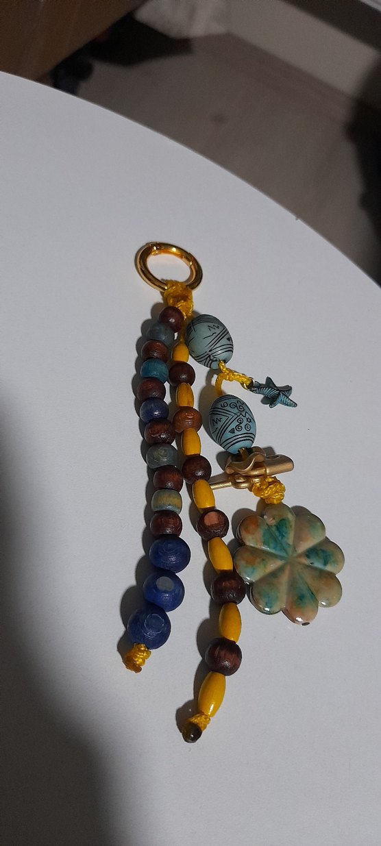 Kırmızı Bohem Zincir Detaylı Anahtarlık - Görsel 4