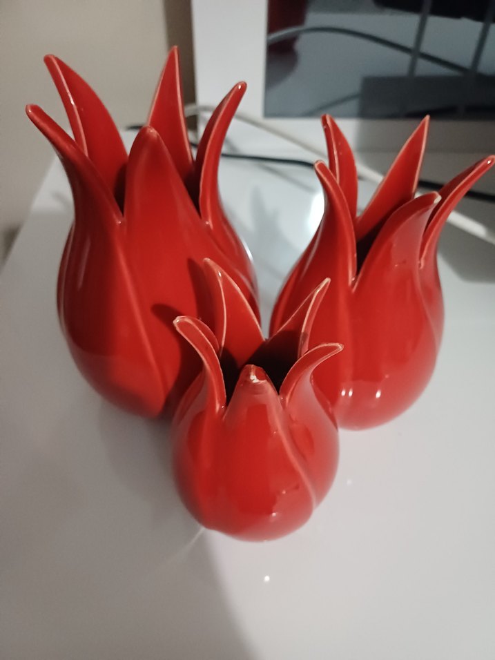 Kırmızı Seramik Lale Biblo Seti - Görsel 3