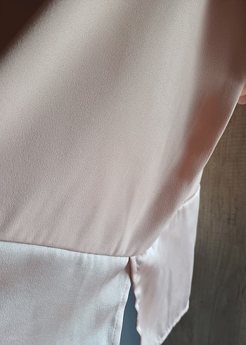 46 Beden Bej Dökümlü Kısa Kollu Kadın Bluz