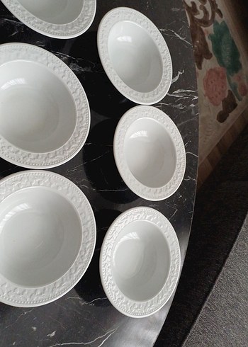 Kütahya Porselen Beyaz Gri Detaylı Yemek Tabağı Seti