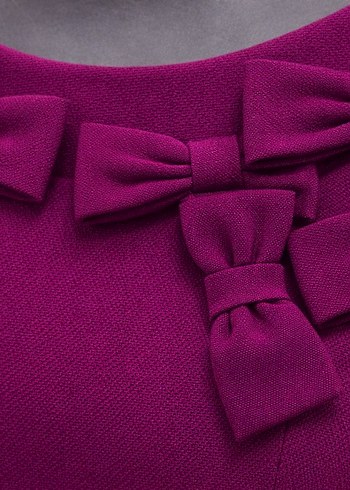 Mor Uzun Kollu Midi Elbise - Görsel 2