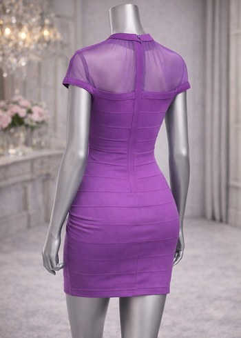 Mor muhteşem Kalem Elbise - Görsel 2