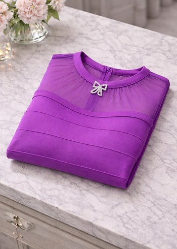 Mor muhteşem Kalem Elbise - Görsel 3