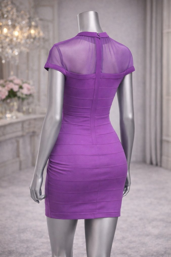 Mor muhteşem Kalem Elbise - Görsel 2