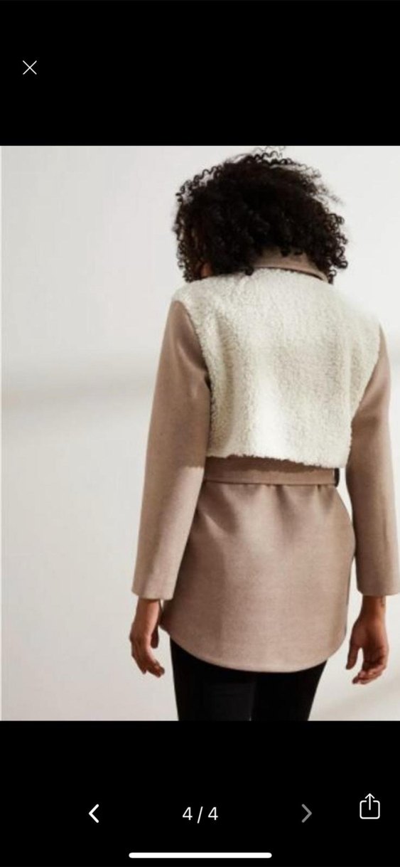 Kemerli Kısa Bej Kadın Kaban SETRE - Görsel 2