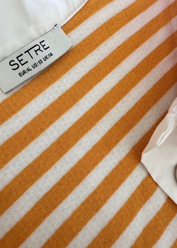 Sarı Çizgili Kemerli Midi Elbise SETRE PAMUKLU - Görsel 6