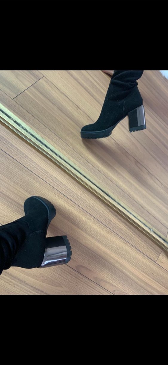 Gri Süet Platform Topuklu Dizüstü Bot - Görsel 2