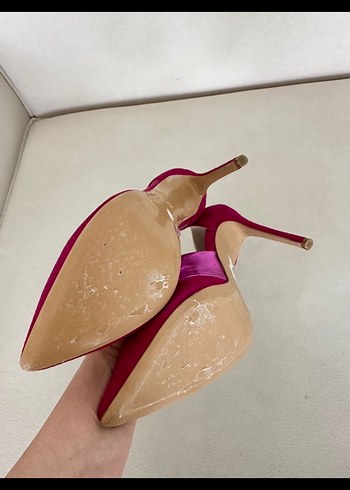 Kadın Pembe Süet Stiletto Topuklu Ayakkabı - Görsel 6