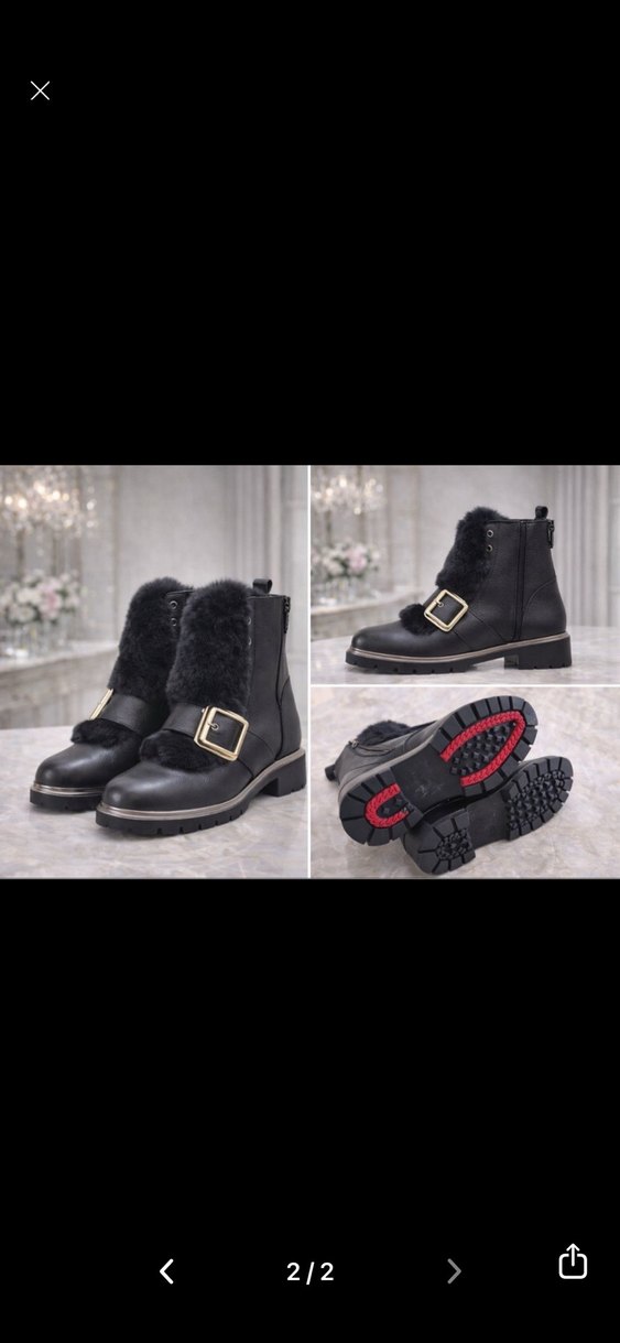 Siyah Deri Kürklü postal Bot - Görsel 2