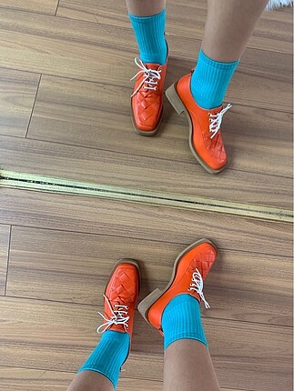 37 Beden turuncu Renk TASARIM Hakiki deri turuncu ayakkabı?