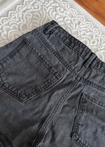 Siyah Mini Bol Kesim Kot Şort - Görsel 8