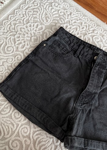 Siyah Mini Bol Kesim Kot Şort - Görsel 2