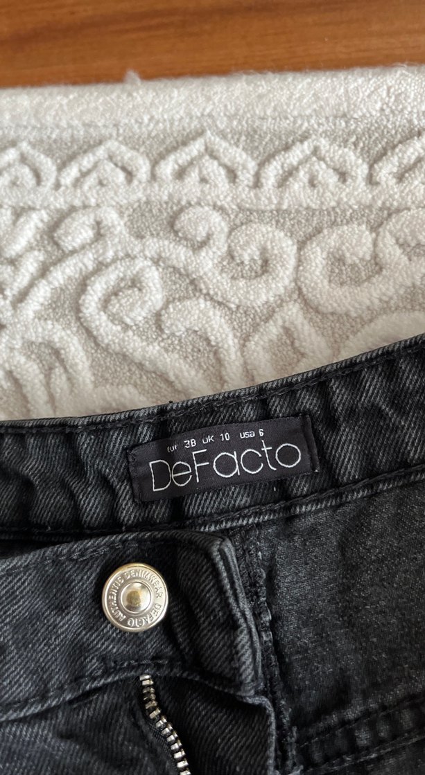 Siyah Mini Bol Kesim Kot Şort - Görsel 5