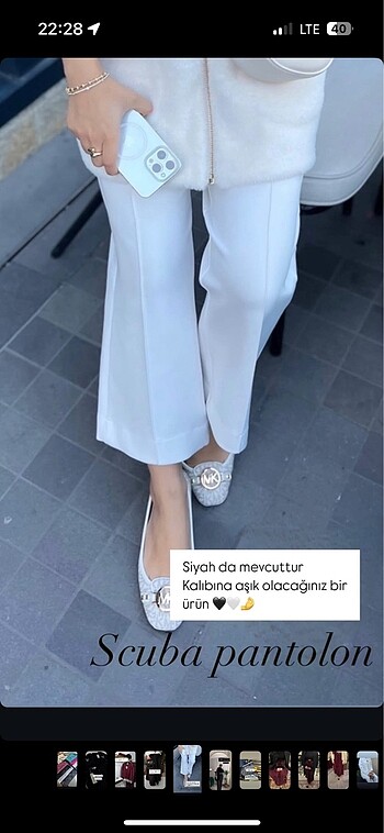 Beyaz scuba pantolon