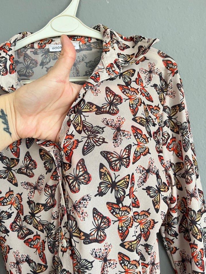 Uzun Kollu Düğmeli Çok Renkli Kadın Gömlek - Görsel 2