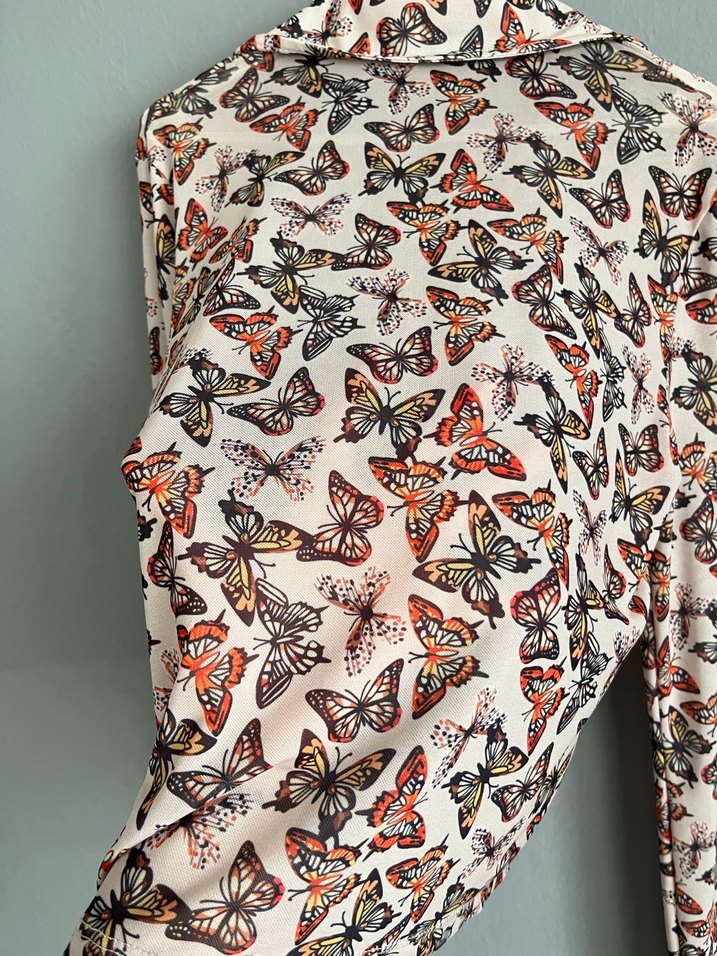 Uzun Kollu Düğmeli Çok Renkli Kadın Gömlek - Görsel 5