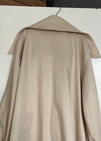 Bej Uzun Kollu Keten Trençkot - Görsel 4