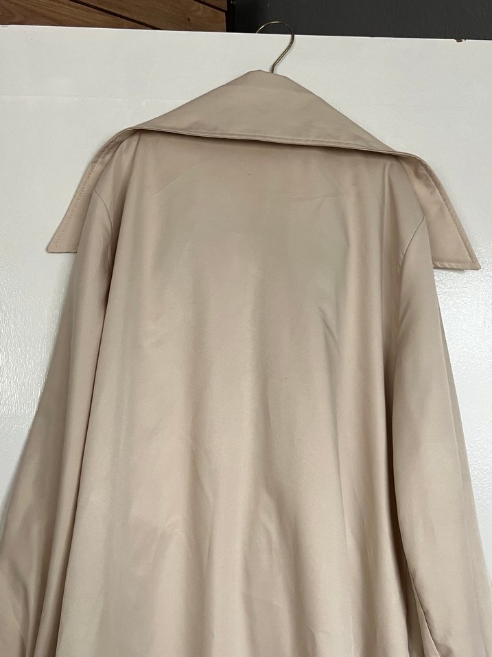 Bej Uzun Kollu Keten Trençkot - Görsel 4