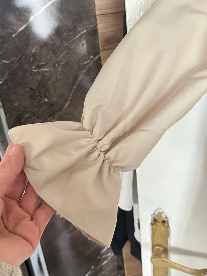 Bej Uzun Kollu Keten Trençkot - Görsel 5